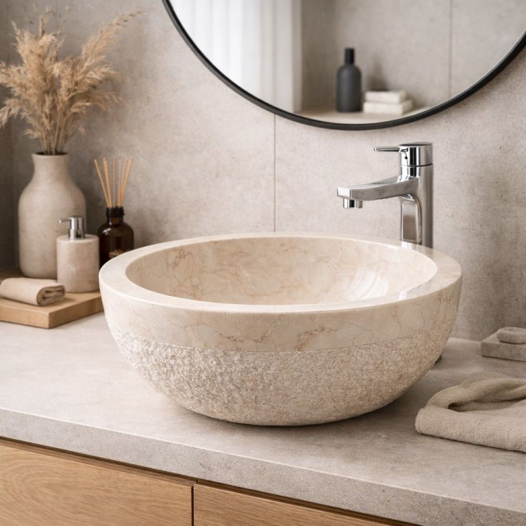 Indera Emma 516 Ø45 cm Cream Umývadlo z prírodného kameňa