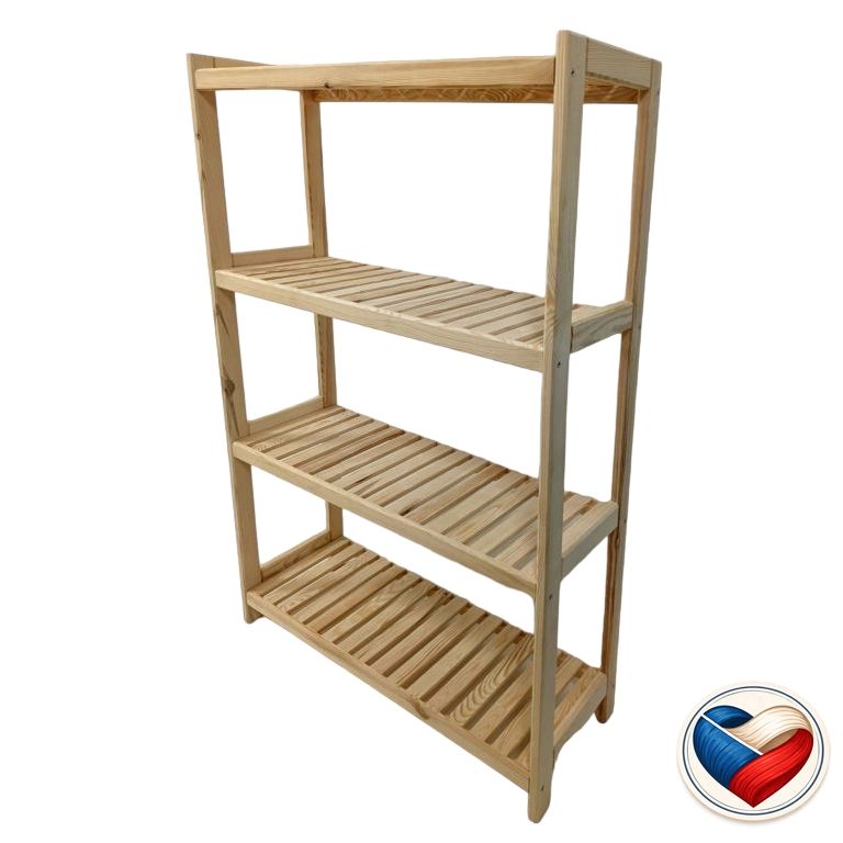 Drevený regál, 4 police, 133 x 70 x 33 cm