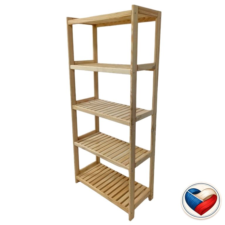 Drevený regál, 5 políc, 173 x 70 x 33 cm