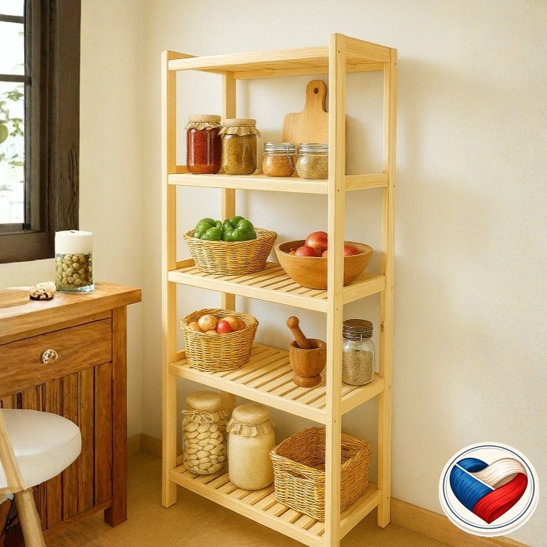 Drevený regál, 5 políc, 173 x 80 x 33 cm