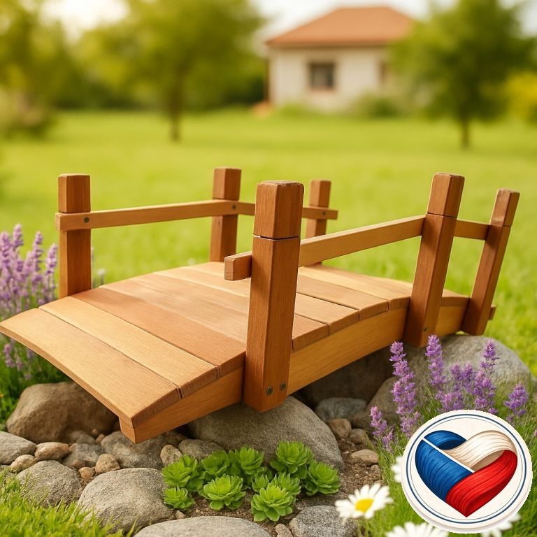 Drevený záhradný mostík I. s náterom