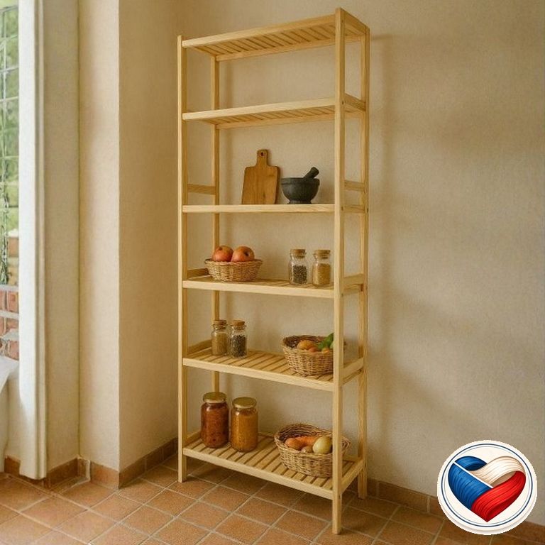 Drevený regál, 6 políc, 213 x 80 x 33 cm