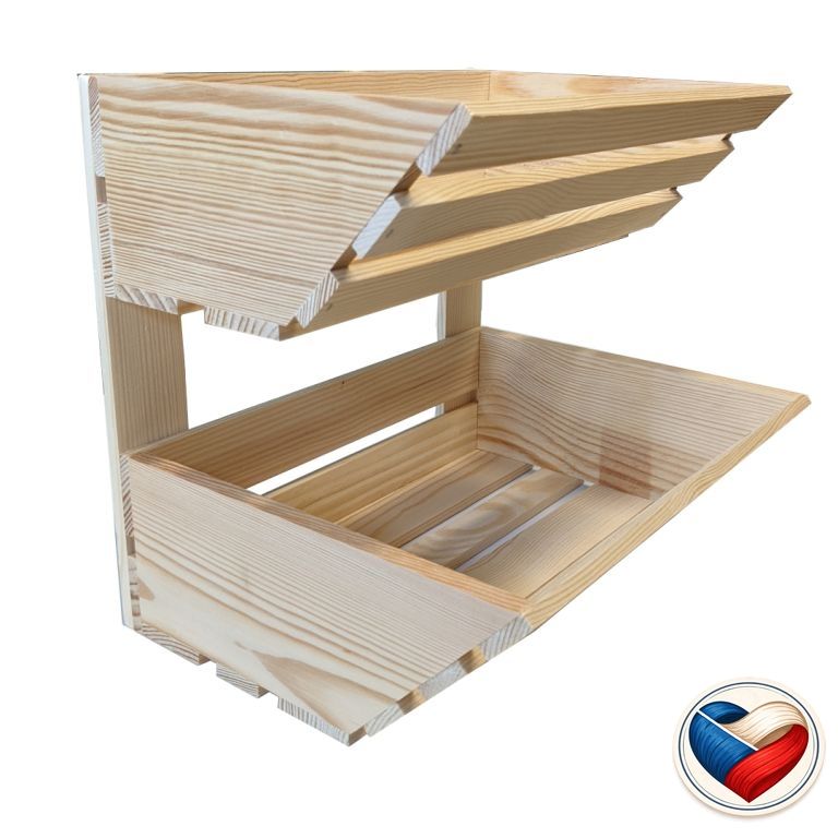 Drevená dvojposchodová debnička na ovocie, 30 x 13 x 40 cm