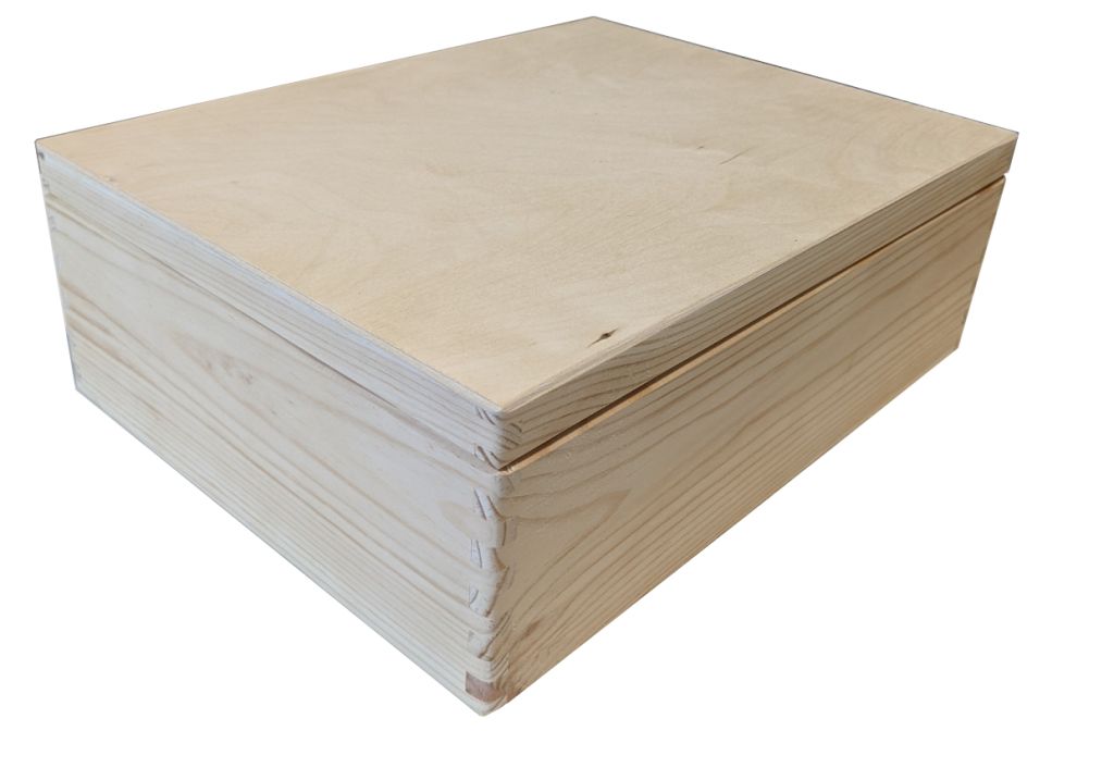 Dřevěná bedýnka s víkem, 40 x 30 x 13 cm