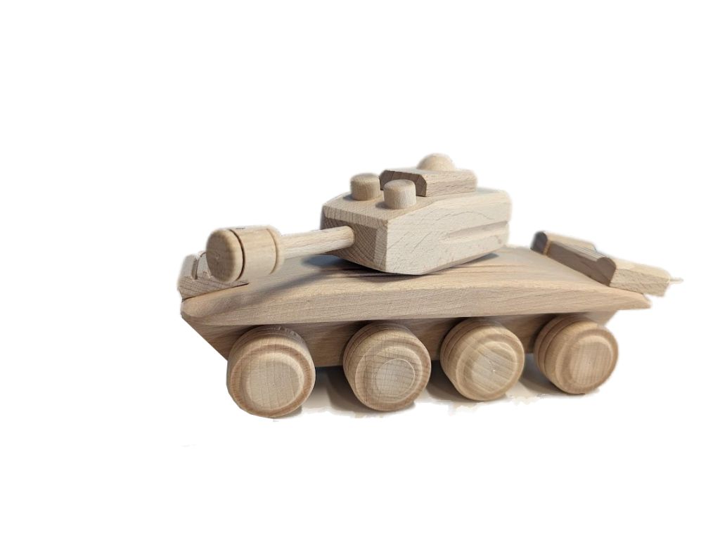 Dřevěný tank, 22 x 8 x 10 cm