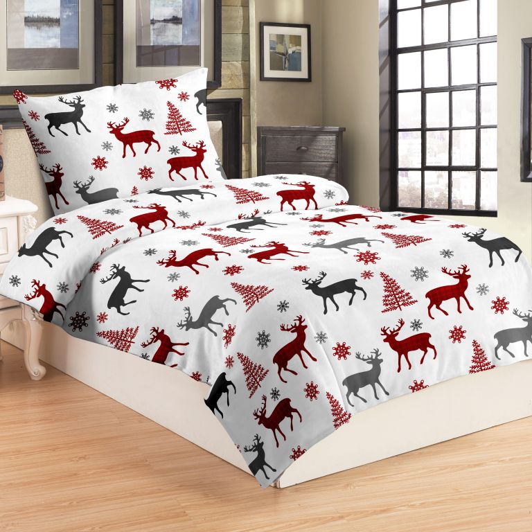 Mikroplyšové posteľné obliečky JELEŇ, červený, detský motív