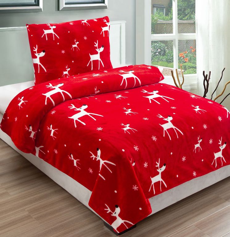 Mikroplyšové posteľné obliečky - červený sob, 140x200 cm