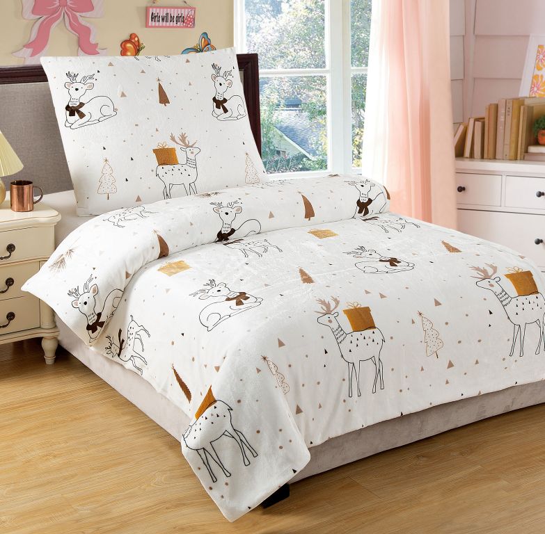 Mikroplyšové posteľné obliečky Gold present, 140 x 200 cm, detský motív