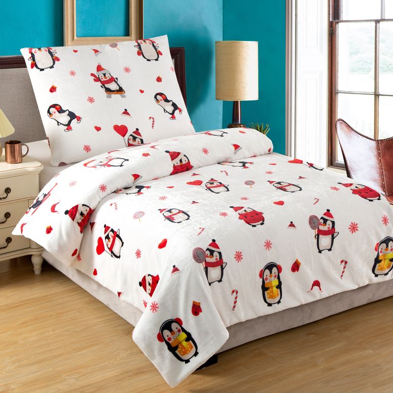 Mikroplyšové posteľné obliečky Penguin, 140 x 200 cm, detský motív