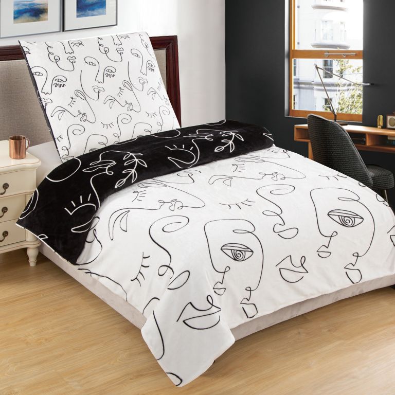 Mikroplyšové posteľné obliečky Face, 140 x 200 cm