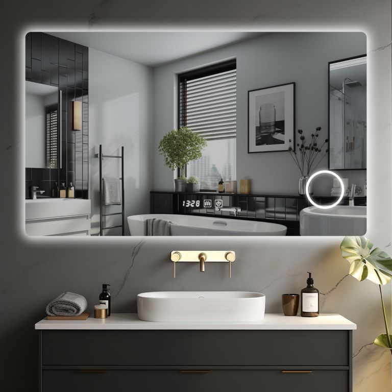 Fotografie IREDA koupelnové zrcadlo s LED osvětlením, 80 x 60 cm
