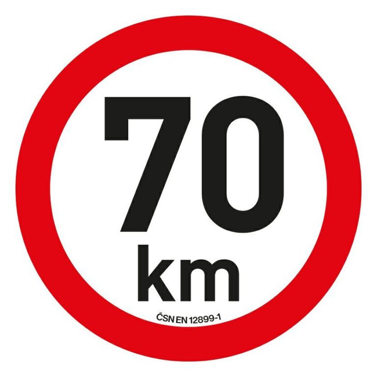 Nálepka s obmedzením rýchlosti 70 km/h, 20 cm, reflexná