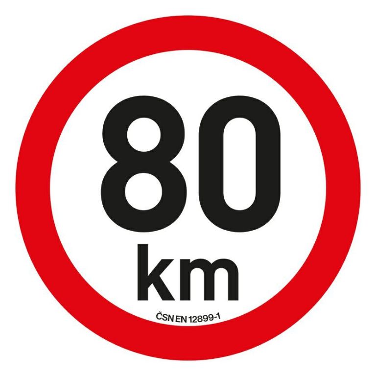 Nálepka s obmedzením rýchlosti 80 km/h, 20 cm, reflexná