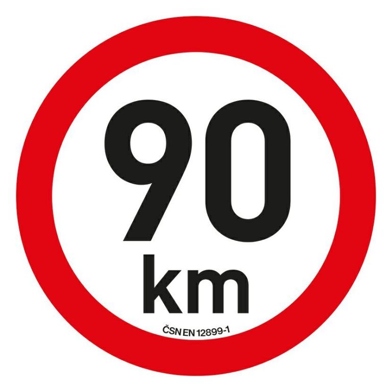 Nálepka s obmedzením rýchlosti 90 km/h, 20 cm, reflexná