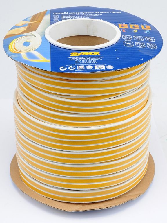 Těsnění do oken a dveří samolepící, 9 x 5,5 mm, TYP P, bílé