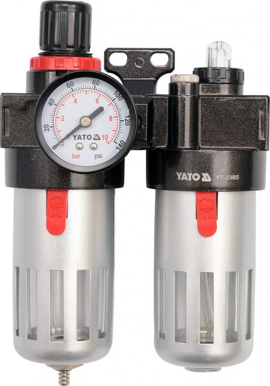 Regulátor tlaku vzduchu s filtrem a přimazáváním 1/4&quot;