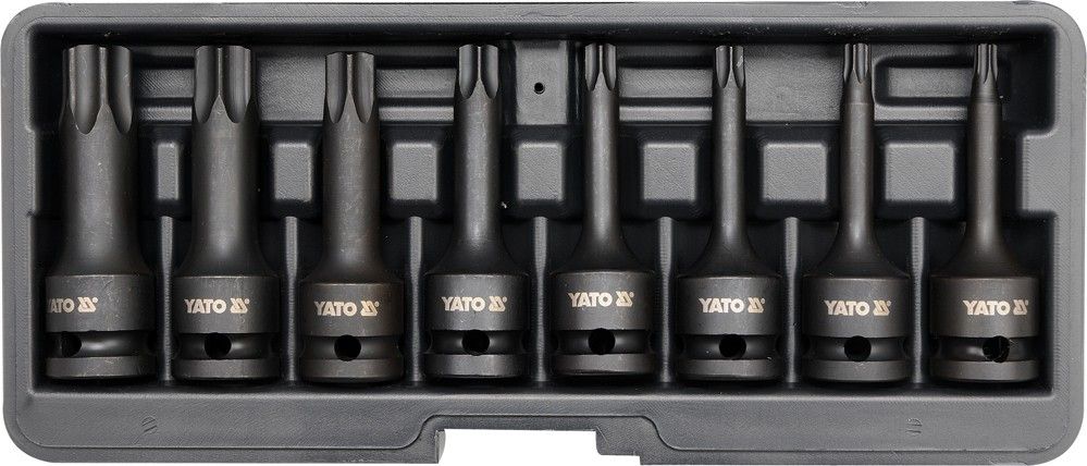 Levně Yato Sada nástavců 1/2" rázové 8 ks T30-T80 torx CrMo