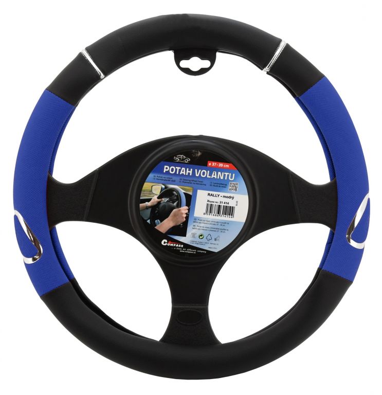 Compass Univerzální potah volantu Rally 37 - 39 cm černo / modrý