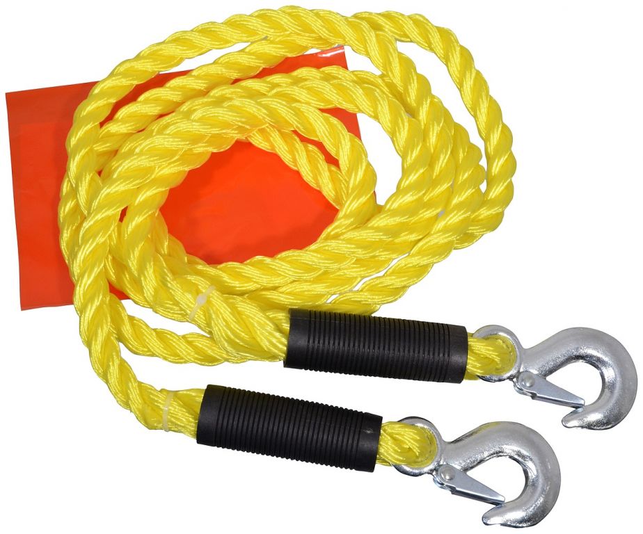 Ťažné lano s karabínami - 3,4 m, žlté