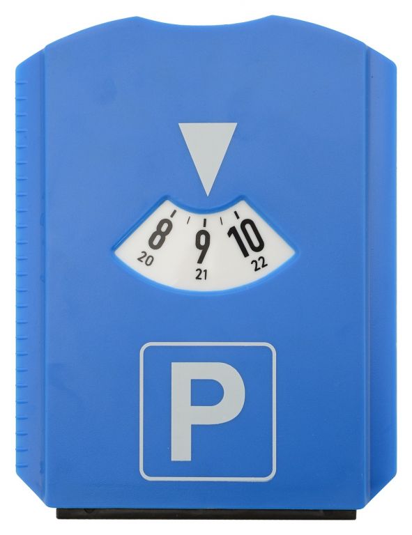 Parkovací hodiny s měřičem dezénu, škrabkou a žetonem