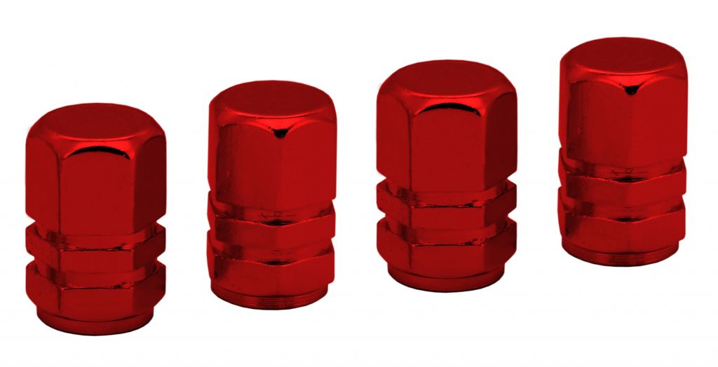 COMPASS ozdobné kryty ventilov, červené, 4 ks