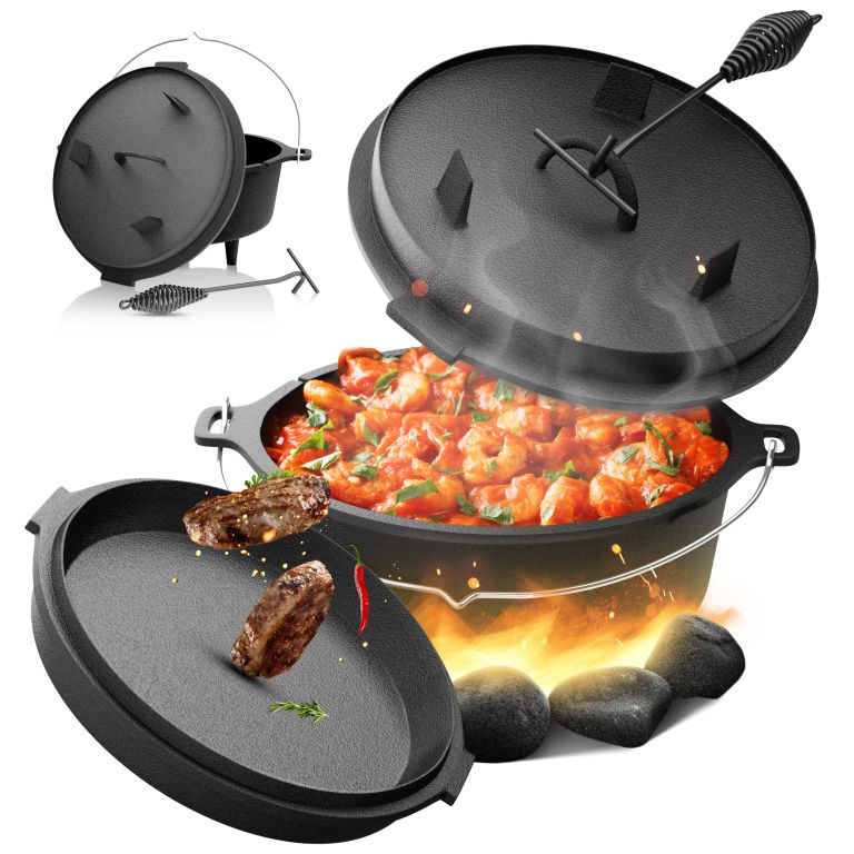 Broil-master® Liatinový kotlík s nožičkami, 4 L, čierny