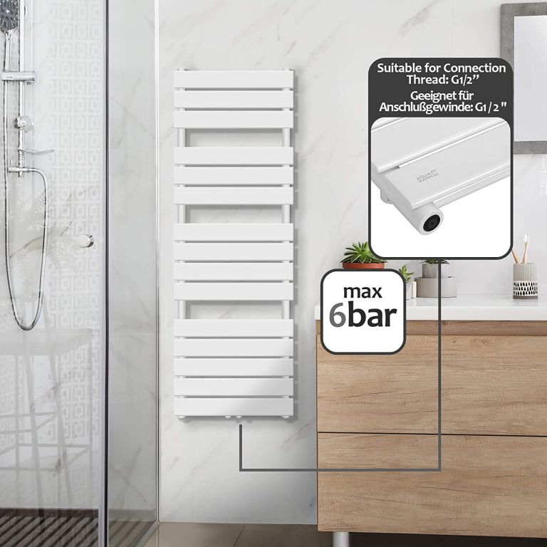Kúpeľňový radiátor 1500 x 450 mm, biely