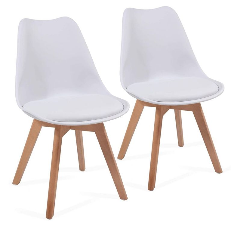 MIADOMODO Sada jídelních židlí, bílá, 2 kusy