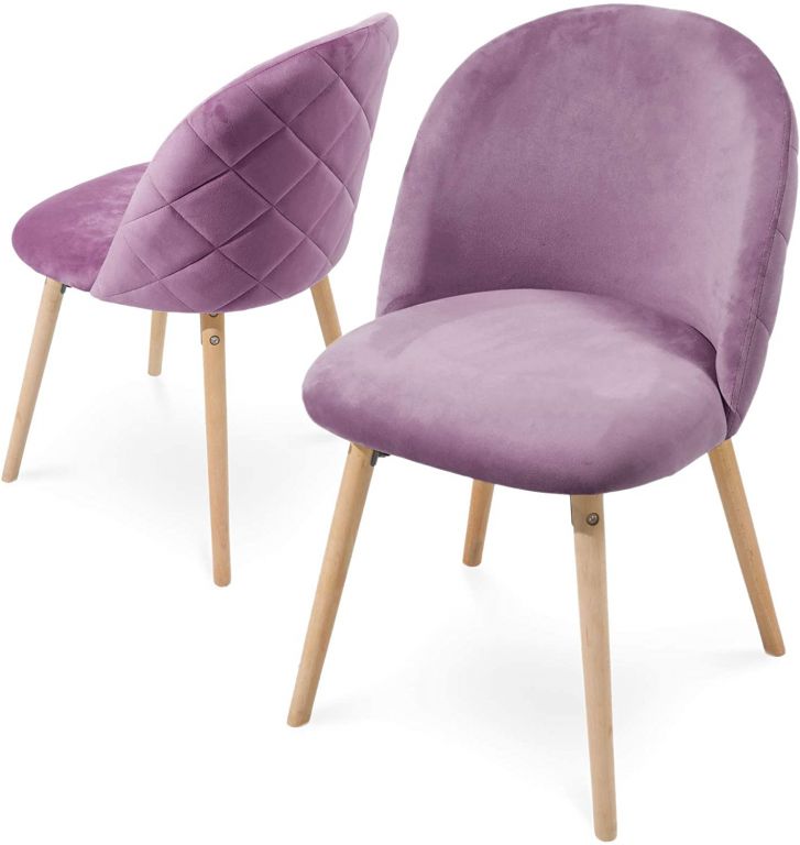 Sada jídelních židlí sametové, fialové, 2 ks