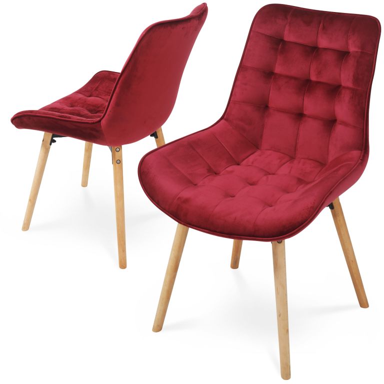 MIADOMODO Sada prošívaných jídelních židlí, červená 2 ks