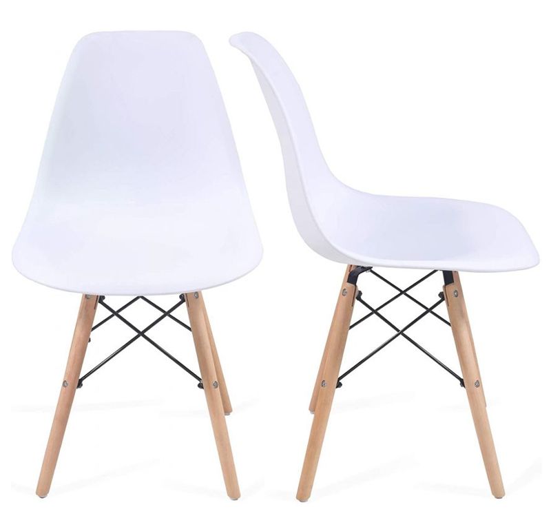 Miadomodo Sada 2 jídelních židlí s plastovým sedákem, bílé