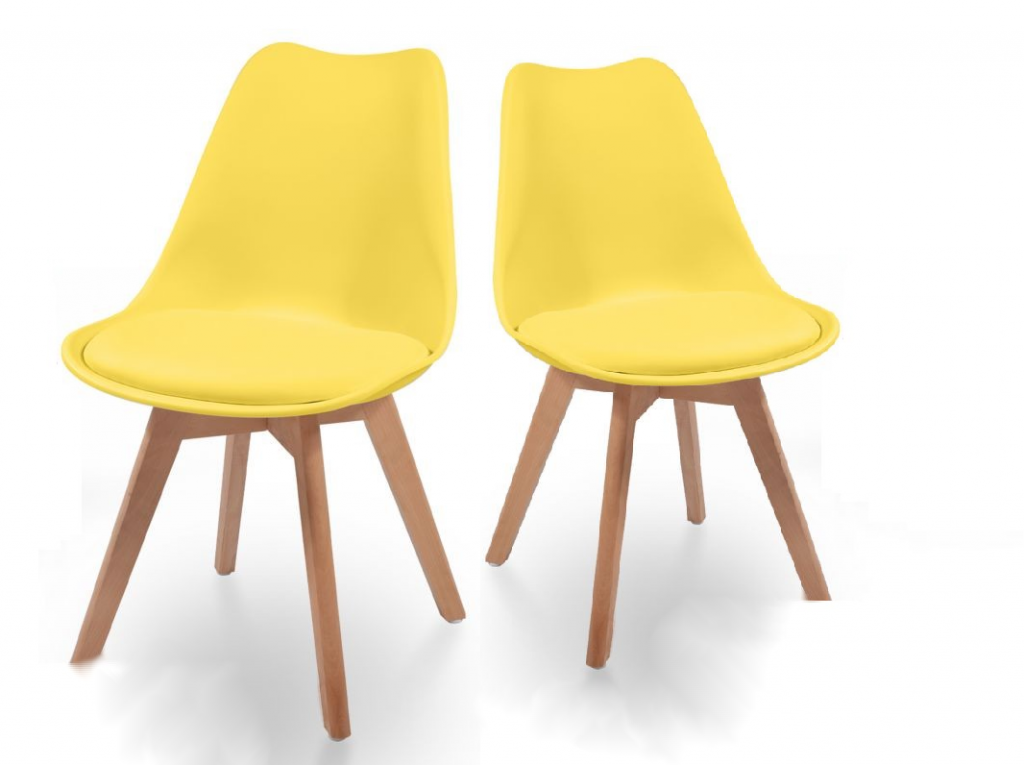 MIADOMODO Sada jídelních židlí, žlutá, 2 kusy