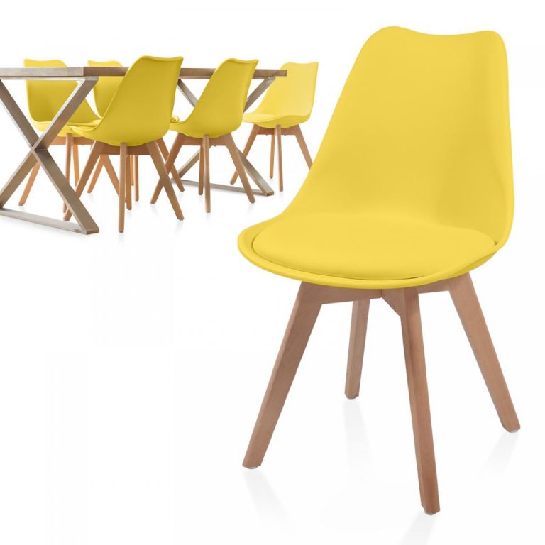 MIADOMODO Sada jídelních židlí, žlutá, 6 kusů