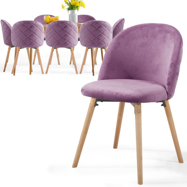 80676 MIADOMODO Sada jídelních židlí sametové, fialové, 8 ks