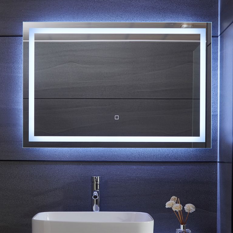 Aquamarin Oglindă de baie cu iluminare LED, 90 x 60 cm