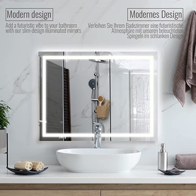 AQUAMARIN kúpeľňové zrkadlo s LED osvetlením, 100 x 80 cm