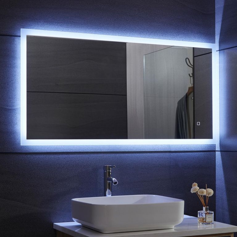 80787Aquamarin Koupelnové zrcadlo s LED osvětlením, 120 x 60 cm