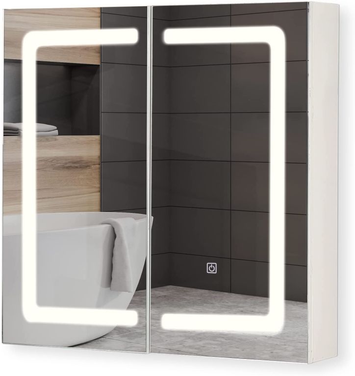 MIADOMODO zrkadlová skrinka s LED osvetlením, 65 x 65 cm