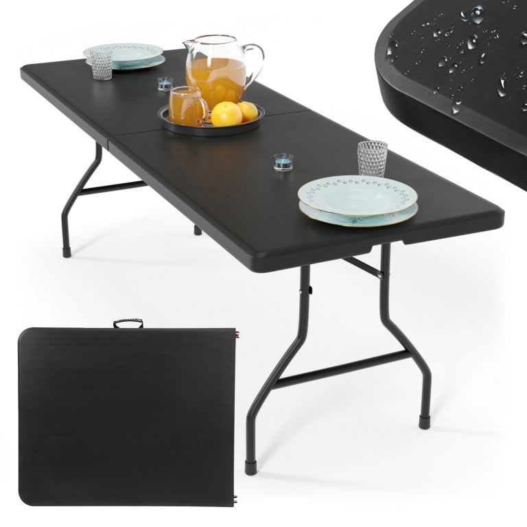 Jago skladací stôl  pre 8 osôb - čierny, 183 cm