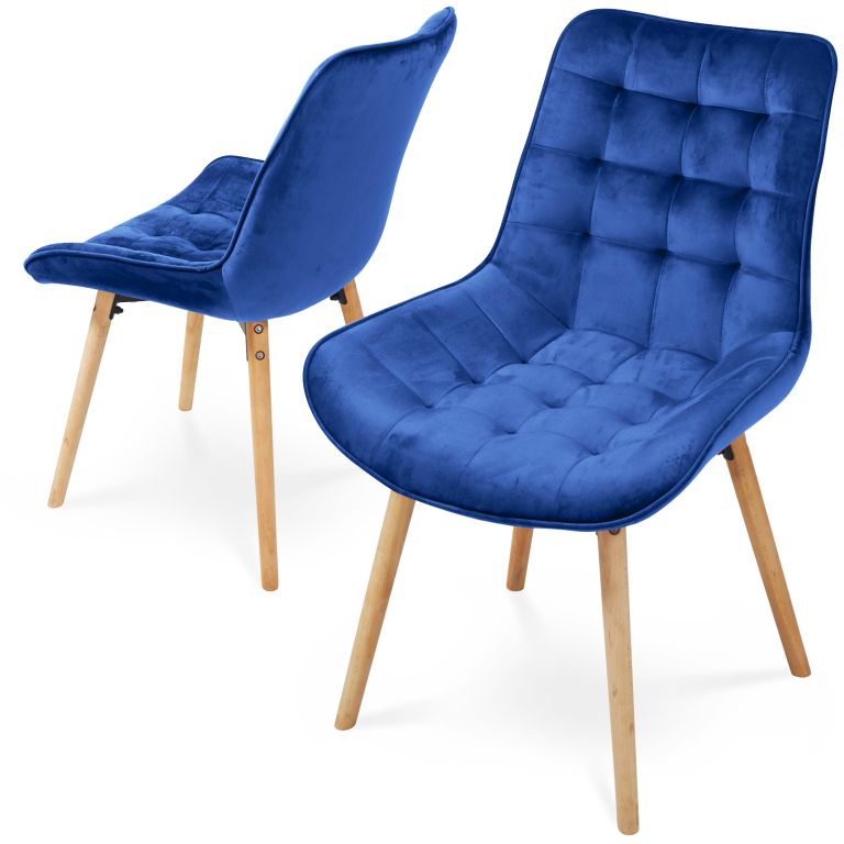 Fotografie MIADOMODO Sada prošívaných jídelních židlí, modrá 2 ks