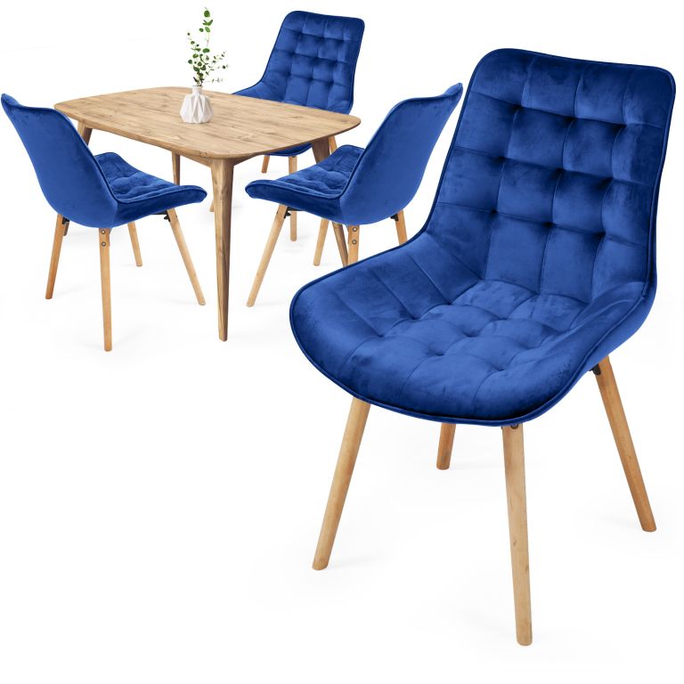 Fotografie MIADOMODO Sada prošívaných jídelních židlí, modrá 4 ks