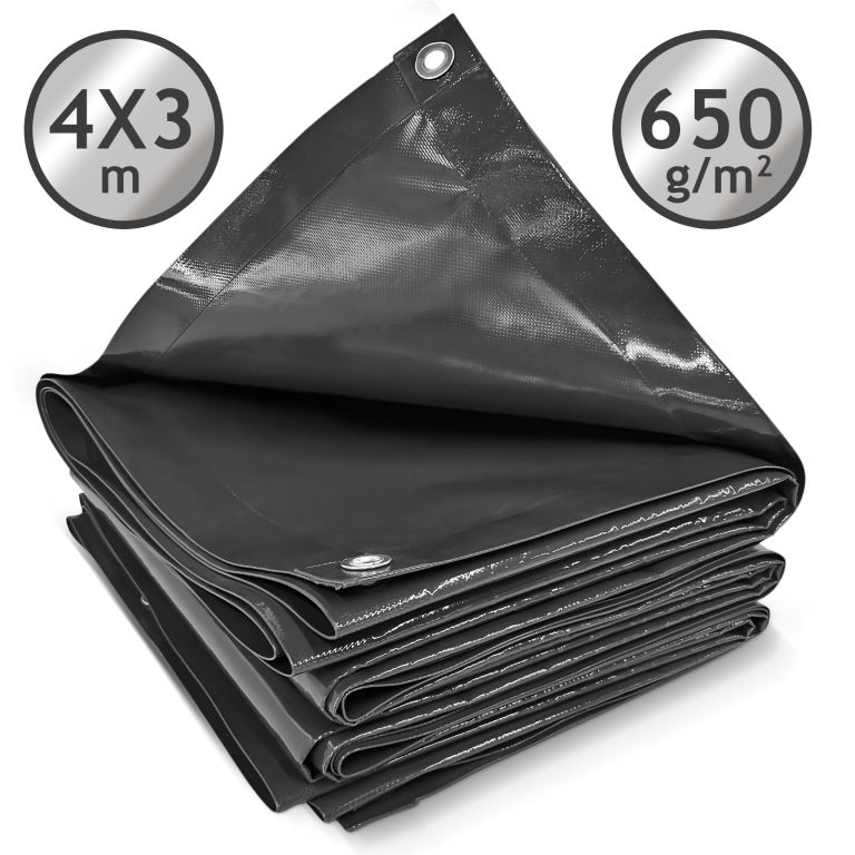 JAGO Plachta 650 g/m², hliníkové oká, antracit, 4 x 3 m