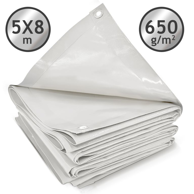 JAGO Plachta 650 g/m², hliníková oka, bílá, 5 x 8 m