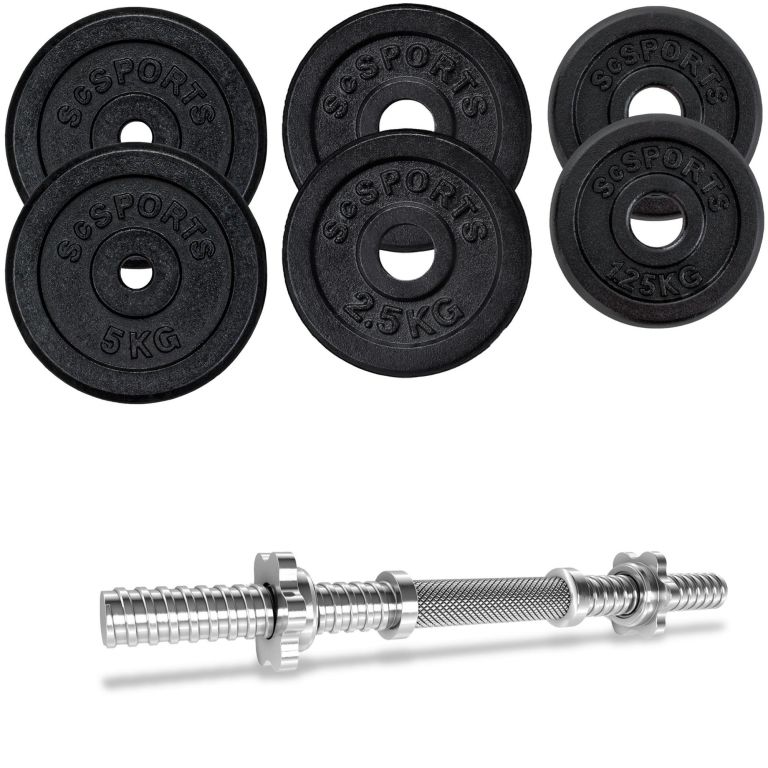 ScSPORTS Činkový set 20 kg, litinové závaží, 30/31 mm osa