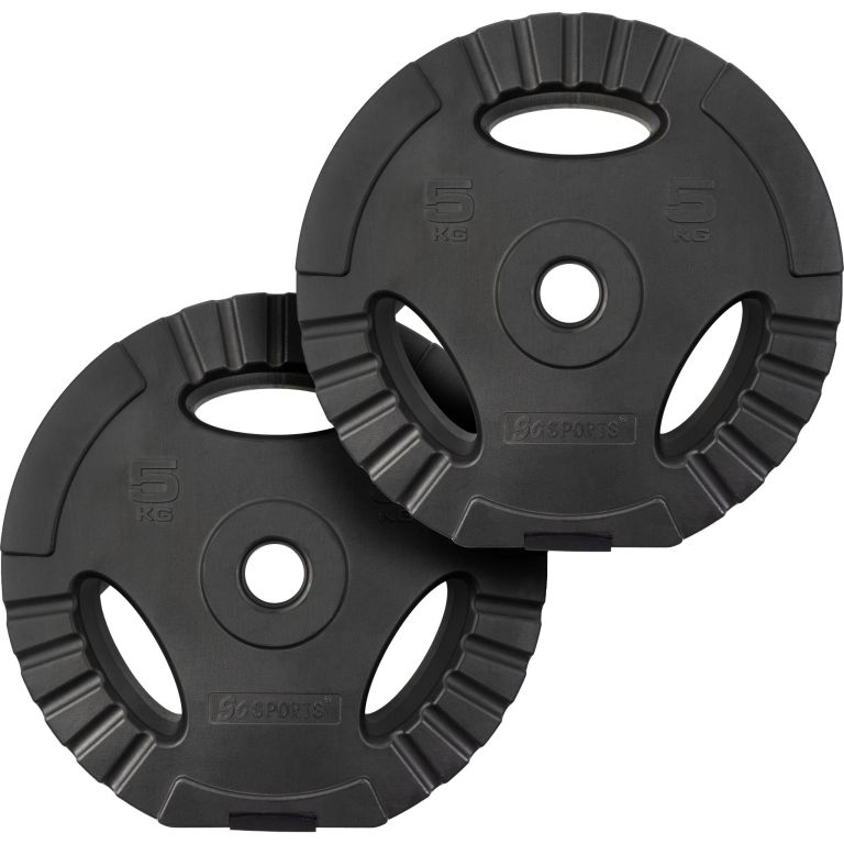 ScSPORTS Kotouče na činku 2x5 kg s úchyty, plast/cement