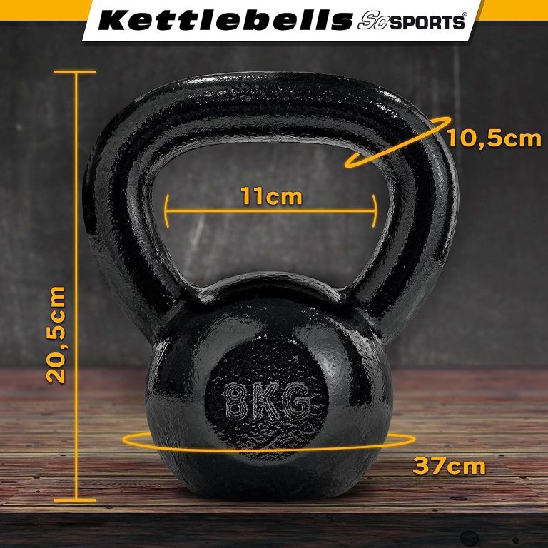 Liatinová kettlebell 8 kg čierna