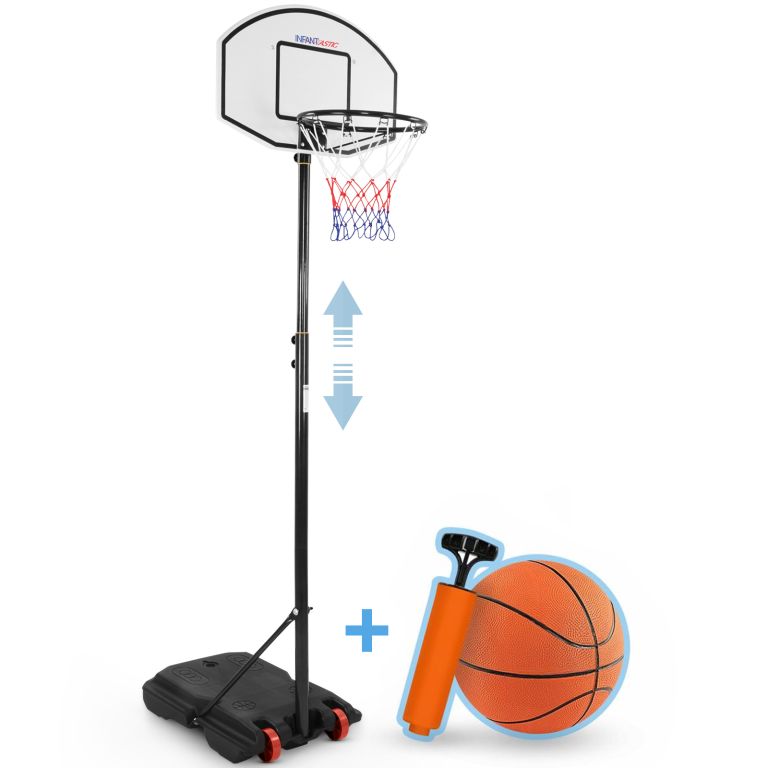 Levně Basketbalový koš s kolečky, nastavitelný 148-236 cm, černá