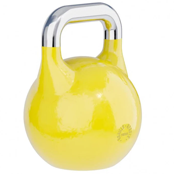 Súťažný kettlebell 16 kg žltý – oceľ, štandardná veľkosť