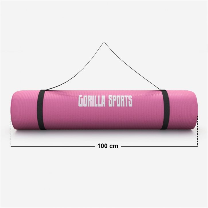 Gorilla Sports Podložka na jógu, 190 x 100 cm, růžová