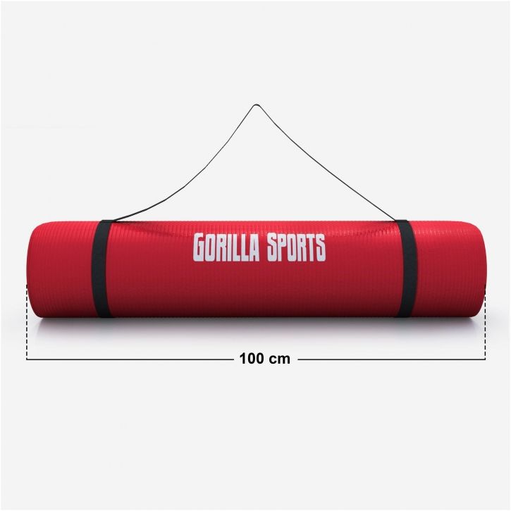 Gorilla Sports Podložka na jógu, 190 x 100 cm, červená